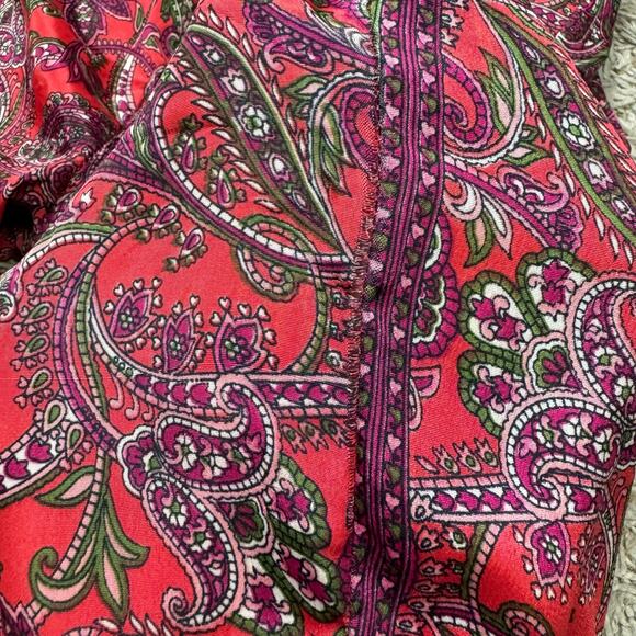 RAGA | Lasting Passion Red Paisley Print Wide Leg Satin Dress w Pockets - Picture 10 of 12